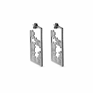 PORTA Puzzle Silver Zircon Rectangle Earrings