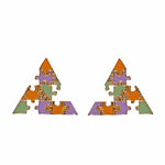 TRIBUS Multicolor Enamel Puzzle Gold Earrings