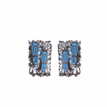 FOOTSTEPS Navy Blue - Enamel Silver Earrings