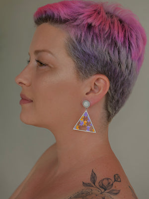 Preorder | PYRAMID Orange & Lilac Puzzle Silver Earrings