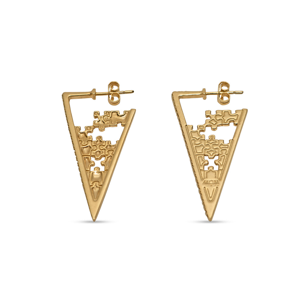VICTORIA S Puzzle Gold Earrings