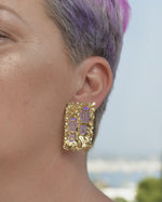 FOOTSTEPS Earrings I Lilac Enamel I Gold Plated