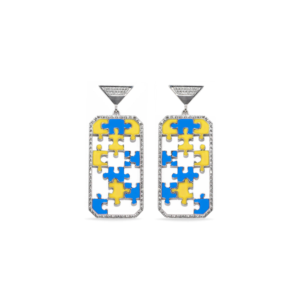 Preorder | ENIGMA Yellow & Blue Puzzle Silver Earrings