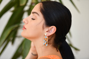 Preorder | ENIGMA Blue & Orange Puzzle Gold Earrings