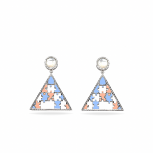 Preorder | PYRAMID Salmon & Baby Blue Puzzle Gold Earrings