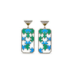 Preorder | ENIGMA Blue & Green Puzzle Gold Earrings