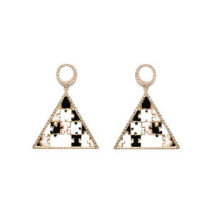 Preorder | PYRAMID Black & Pearl Puzzle Gold Earrings