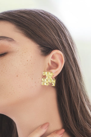 Preorder | SQUARE Puzzle 9k Gold Earrings