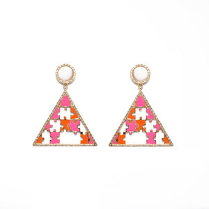 Preorder | PYRAMID Orange & Pink Puzzle Gold Earrings