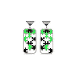 Preorder | ENIGMA Black & Green Puzzle Silver Earrings