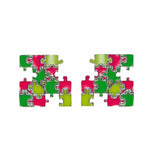 SQUARE Multicolor Puzzle Enamel Silver Earrings