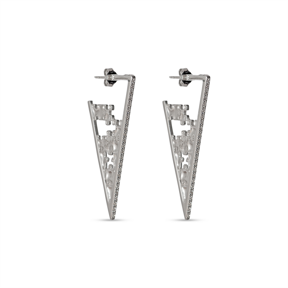 VICTORIA M Puzzle Silver Earrings